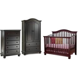 Sorelle Vista 3 Piece Nursery Set in Espresso - Crib, 5 Drawer Dresser & Armoire
