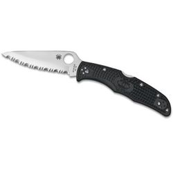 Spyderco Endura4 Lightweight Black FRN Handle Serrated Silver Blade Fold Knife C10SBK