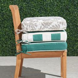 Double-Piped Outdoor Chair Cushion with Cording - Indigo, Denim/Natural, 21"W x 19"D - Frontgate