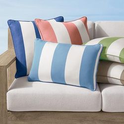 Resort Stripe Indoor/Outdoor Pillow - Square, Resort Stripe Indigo Square, 24" x 24" Square, Individual - Frontgate