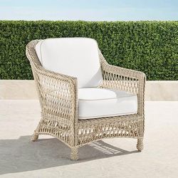 Hampton Lounge Chair in Ivory Wicker - Standard, Rain Air Blue - Frontgate