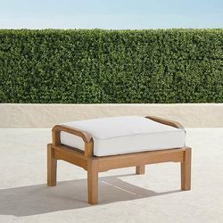 Cassara Ottoman with Cushion in Natural Teak - Standard, Rumor Stone - Frontgate
