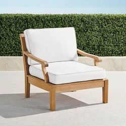 Cassara Lounge Chair with Cushions in Natural Teak - Sunbrella Rain, Rain Resort Stripe Sand - Frontgate