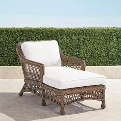 Hampton Chaise in Driftwood Wicker - Standard, Linen Flax with Logic Bone Piping - Frontgate