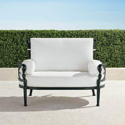 Carlisle Oversized Cuddle Lounge with Cushions in Onyx Aluminum - Sunbrella Rain, Rain Dove - Frontgate