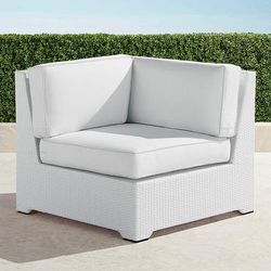 Palermo Modular Seating Collection in White Wicker - Corner Chair, Standard, Rumor Stone - Frontgate