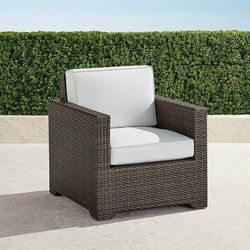 Small Palermo Lounge Chair with Cushions in Bronze Wicker - Standard, Air Blue - Frontgate