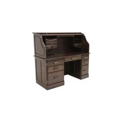 60"W Solid Oak Rolltop Computer Desk in Espresso Finish IN STOCK! - Made in USA