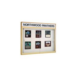 42"H Sliding Door Wall Mount Locking Display with Illuminated Header Panel