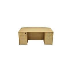 Maple Bow Front Conference Desk w/6 Drawers