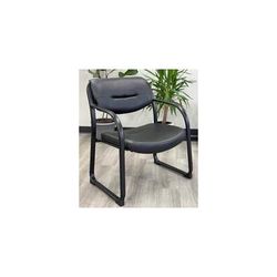 400 lbs. Capacity Extra Wide SteelWorks Black Leather Guest Chair