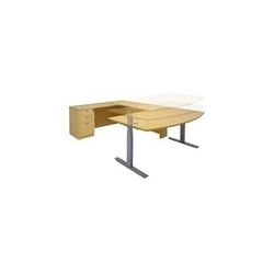 Maple Electric Lift Adjustable Height U-Desk