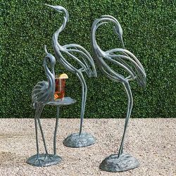 Stylized Heron Sculptures - 40"H Zinc Head Up - Frontgate