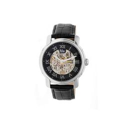 Reign Kahn Automatic Skeleton Dial Leather-Band Watch Black REIRN4304