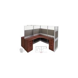 12'W x 6'D x 67"H Premium Series Complete 2-Person L-Shaped Longitudinal Add-On Office Cu