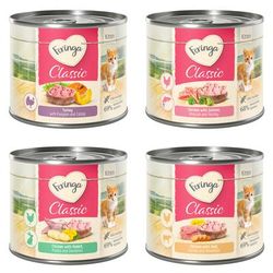 Feringa Classic Meat Menù Kitten 24 x 200 g - Mix 2: Pollo, Tacchino, Coniglio, Salmone