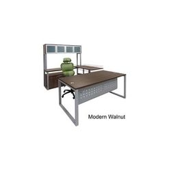 TrendSpaces Electric Lift Workstations - Electric Lift Adjustable Bridge U-Desk w/Hutch