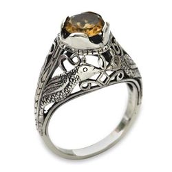 Citrine solitaire ring, 'Starling Romance'