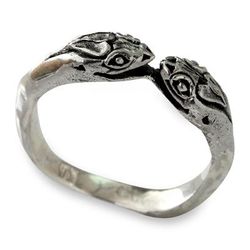 Sterling silver wrap ring, 'Kissing Vipers'