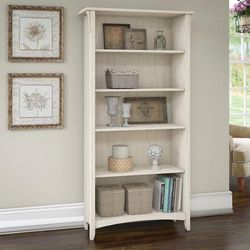 Bush Furniture SAB132AW-03 - Salinas 5 Shelf Bookcase in Antique White