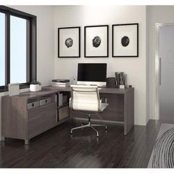 Pro-Linea L-Desk in Bark Gray - Bestar 120863-47