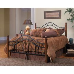 Hillsdale Furniture Madison Full/Queen Metal Headboard with Frame and Cherry Wood Posts, Textured Black - 1010HFQR