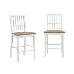 Shutters Counter Chair in Light Oak/ Distressed White (Set of 2) - Progressive Furniture D884-63