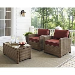 Bradenton 2Pc Outdoor Wicker Armchair Set Sangria/Weathered Brown - 2 Armchairs - Crosley KO70026WB-SG