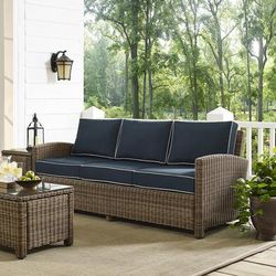 Bradenton Outdoor Wicker Sofa Navy/Weathered Brown - Crosley KO70049WB-NV