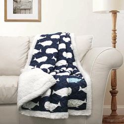 Whale Throw Navy Sherpa - Lush Decor C41895P15-000