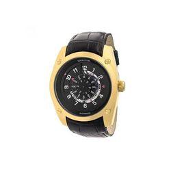 Heritor Automatic Daniels Semi-Skeleton Leather-Band Watch Gold/Black HERHR7405