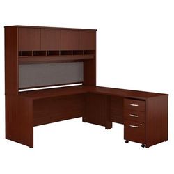 Series C 72W L Shaped Desk w/ Hutch & Mobile File Cabinet in Mahogany - Bush Furniture SRC0018MASU