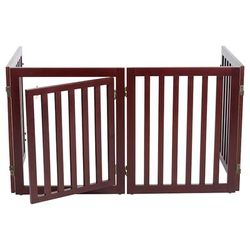 Dog Barrier Four Panel Brown Gate, 80"-20" L x 2" W x 24" H, Regular