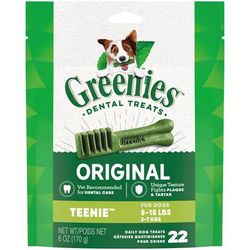 Original Teenie Natural Dog Dental Care Chews Oral Health Dog Treats, 6 oz., Count of 22