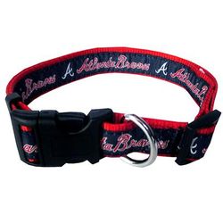 Atlanta Braves MLB Dog Collar, Medium, Blue / Red