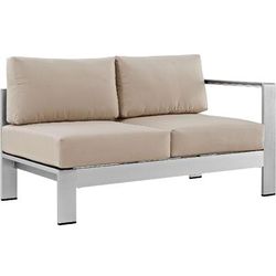 Shore Right-Arm Corner Sectional Outdoor Patio Aluminum Loveseat EEI-2262-SLV-BEI