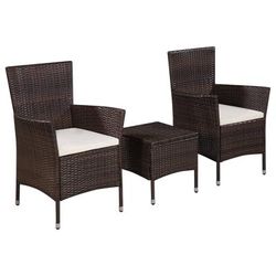 vidaXL Set da Bistro 3 pz in Polyrattan Marrone