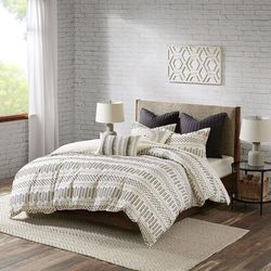 Rhea Full/Queen Cotton Jacquard Comforter Mini Set - INK+IVY II10-1038