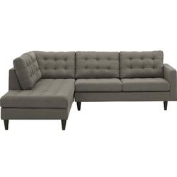 Empress 2 Piece Upholstered Fabric Left Facing Bumper Sectional EEI-2798-GRA