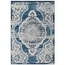 Entourage Malia Distressed Vintage Floral Vintage Medallion 8x10 Area Rug - East End Imports R-1175B-810