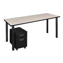 "Kee 60" Single Mobile Pedestal Desk in Maple/ Black - Regency MTSPM6024PLBPBK"