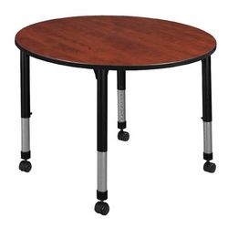 "Kee 48" Round Height Adjustable Mobile Classroom Table in Cherry - Regency TB48RNDCHAPCBK"