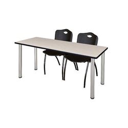 "66" x 24" Kee Training Table in Maple/ Chrome & 2 'M' Stack Chairs in Black - Regency MT6624PLBPCM47BK"