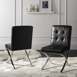 Walsh Tufted Side Chair in Black/Chrome - Safavieh FOX6300A