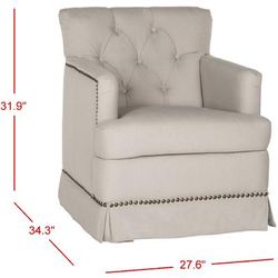 Millicent Swivel Accent Chair - Brass Nail Heads in Taupe - Safavieh MCR4676A