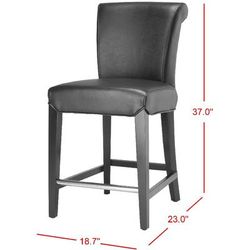 Seth Counter Stool in Black/Black - Safavieh MCR4509A