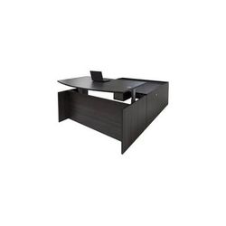 Charcoal Adjustable Height Bow Front U-Shaped Desk