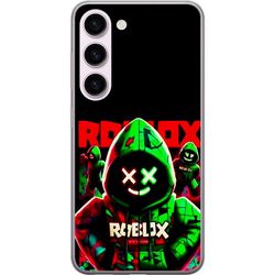 Kompatibelt Mobildeksel til Samsung Galaxy S23 Roblox Shadow Squad Design mørk neon-inspirert stil med grønne og røde kontraster for et kult intenst