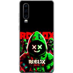 Kompatibelt Mobildeksel til Huawei P30 Roblox Shadow Squad Design mørk neon-inspirert stil med grønne og røde kontraster for et kult intenst utseende