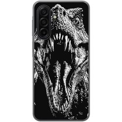 Kompatibelt Mobildeksel til Samsung Galaxy A17 5G T-Rex brølende dinosaur episk svart-hvit urtidsdyr intenst brøl monster kunst illustrasjon plakat